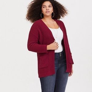 Torrid sparkly deep red cardigan